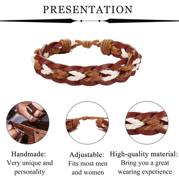 🆕 SALIMUE || Men/Women 8.5” Handmade Adjustable Leather Cuff Bracelet- - Picture 2 of 3